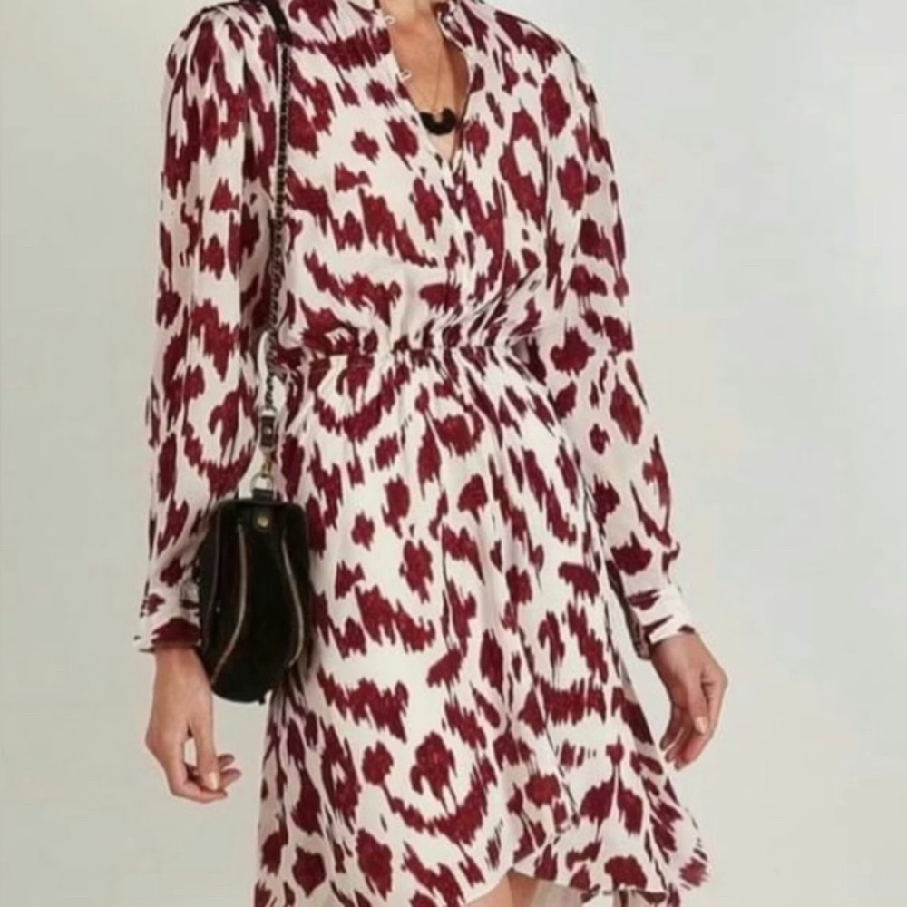 Elegant Red and White Patterned Dress